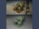 green camouflaged lightweight cannon concept art