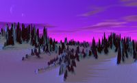 space snow landscape with spikes