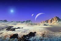 Snowy space vista illustration