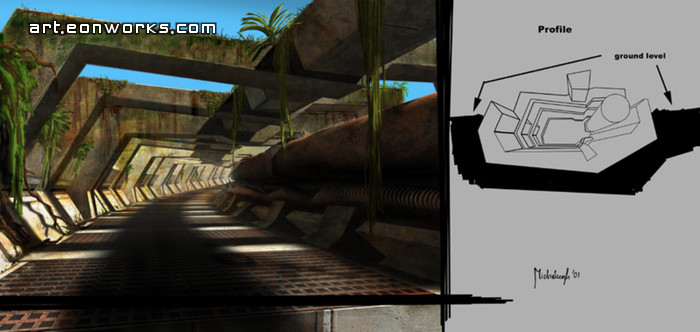 games art exterior tunnel corridor